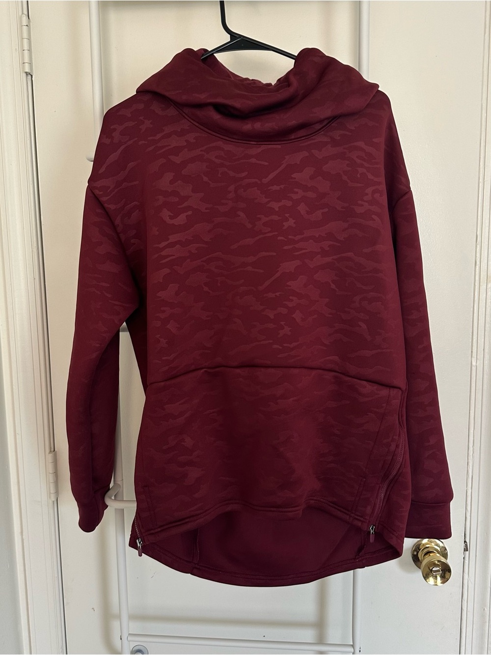 Fabletics Burgundy Cowl Neck Pullover Hoodie
